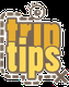 „Trips Tips“-Logo in Gelb mit gestricheltem Weg und Zielkreuz.