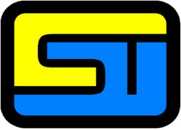 Logo con fondo amarillo y azul, y letras "ST" en negro dentro de un marco negro.