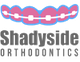 Logo of Shadyside Orthodontics with stylized teeth and braces above the text.