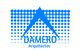 Logo de Damero Arquitectos en azul con puntos degradados formando un triángulo.