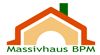 Logo von Massivhaus BPM mit einem stilisierten Haus in Orange und Grün.