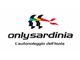 Logo di OnlySardinia, autonoleggio dell'isola con profili e bandana colorata.