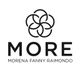 Logo MORE con cerchi intrecciati e testo: "Morena Fanny Raimondo". Sfondo bianco.