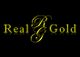 Gelber Text "Real Gold" mit kunstvollem "RG"-Monogramm auf schwarzem Hintergrund.