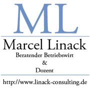 ML-Logo mit Text: Marcel Linack, Beratender Betriebswirt & Dozent, Webseite linack-consulting.de.