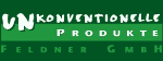 "Logo mit Text: 'UNKONVENTIONELLE PRODUKTE Feldner GmbH' auf grünem Hintergrund."