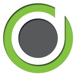 Grünes und graues kreisförmiges Logo mit weißem D-Design.
