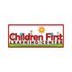 Children First Learning Center logo with playful elements and a sun above.