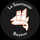 Logo avec un saumon stylisé et des voiles, texte : "Le Saumonier Bayeux".
