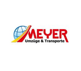 Logo von Meyer Umzüge & Transporte, mit Globus und Pfeil in Rot, Gelb und Blau.