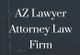 "Text 'AZ Lawyer Attorney Law Firm' on a dark background with a faint outline of scales."