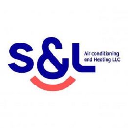 S&L Air Conditioning and Heating LLC logo with a red smile arc under the letters.