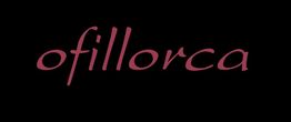 Texto "ofillorca" en fuente cursiva rosa sobre fondo negro.