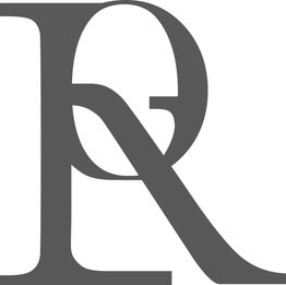 Lettera "R" stilizzata in grigio su sfondo bianco.