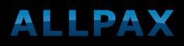 Blauer Schriftzug "ALLPAX" auf schwarzem Hintergrund.