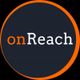 Logo mit der Aufschrift "onReach" in Orange und Weiß auf schwarzem Hintergrund mit orangefarbenem Rand.