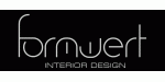 Schwarzes Logo mit weißem Text: "formwert INTERIOR DESIGN".