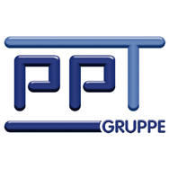 Logo der PPT-Gruppe in blauen Buchstaben auf weißem Hintergrund.