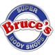 Logo of "Super Bruce's Body Shops" in red and blue text on a circular emblem.