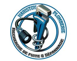 Logo de plomberie avec une clé à molette et une lampe, texte: "Recherche de fuite & dépannage".