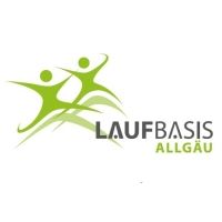 Grünes Logo mit zwei stilisierten Läufern und dem Text "Laufbasis Allgäu" auf weißem Hintergrund.