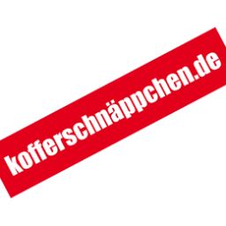 Rotes Rechteck mit weißem Text "kofferschnäppchen.de".