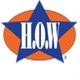 Blue star with "H.O.W" text on orange oval background.