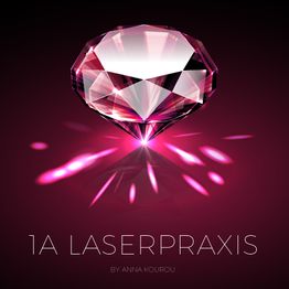 Diamant auf dunklem Hintergrund, darunter der Schriftzug "1A Laserpraxis".
