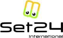 Logo mit "Set24 International" und stilisierten Zahnbürsten in Grün und Gelb oben.