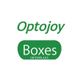 Logotipo de Optojoy Boxes Optoplast en texto verde sobre fondo blanco.