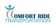 Logo of Comfort Ride Transportation with abstract person above stylized letters.