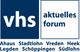 Logo der VHS aktuelles forum mit Städtenamen: Ahaus, Stadtlohn, Vreden, Heek, Legden, Schöppingen, Südlohn.