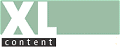 Logo mit grünen Buchstaben "XL" und darunter schwarzen Buchstaben "content" auf weißem Hintergrund.