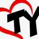 Zwarte letters "TY" op witte achtergrond met rode hart omcirkeling.
