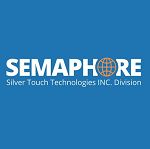 Semaphore logo for Silver Touch Technologies INC. Division on a blue background.