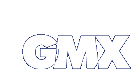 Logo mit weißem "GMX"-Schriftzug auf dunkelblauem Hintergrund.