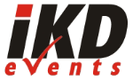 Logo mit den Buchstaben "iKD" und dem Wort "events" darunter, mit einem Häkchen über dem "v".