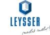 Logo mit blauem Sechseck und dem Text "Leysser macht mehr!" darunter.