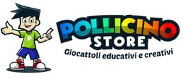 Ragazzo cartoon con logo "Pollicino Store - Giocattoli educativi e creativi".