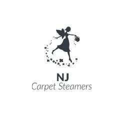 Silhouette of fairy with bouquet above "NJ Carpet Steamers" text.