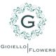 Logo con lettera "G" circondata da motivo floreale, testo "Gioiello Flowers" sotto.