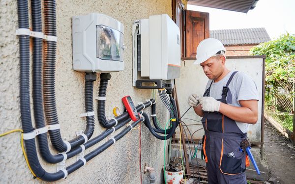 Elektriker schließt Wallbox an