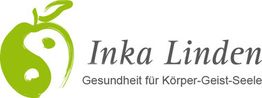 Grüner Apfel mit Yin-Yang-Symbol, daneben Text: "Inka Linden - Gesundheit für Körper-Geist-Seele".