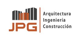 Logo de JPG con edificios y texto: "Arquitectura, Ingeniería, Construcción".