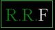 Schwarze Fläche mit grünem Rand und der Aufschrift "R.R.F" in grünen und weißen Buchstaben.