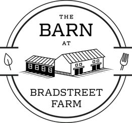 Logo of The Barn at Bradstreet Farm with barn illustration and decorative border.