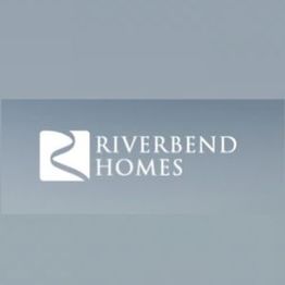 Logo of Riverbend Homes with a stylized river icon on a gray background.
