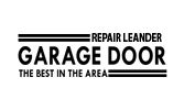 "Logo with text: 'Repair Leander Garage Door - The Best in the Area' in bold black letters."