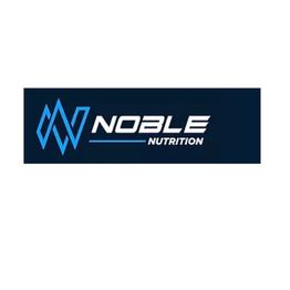 Blue and white "Noble Nutrition" logo on a dark background.