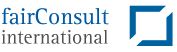 Logo von fairConsult international mit blauem Quadrat-Symbol rechts.